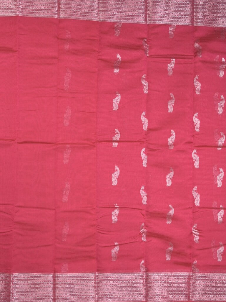 Mangalagiri fancy saree pink color allover zari motifs & zari border with rich pallu and plain blouse
