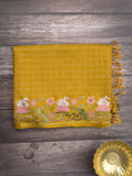 Tussar fancy saree allover checks with embroidery border and attached blouse