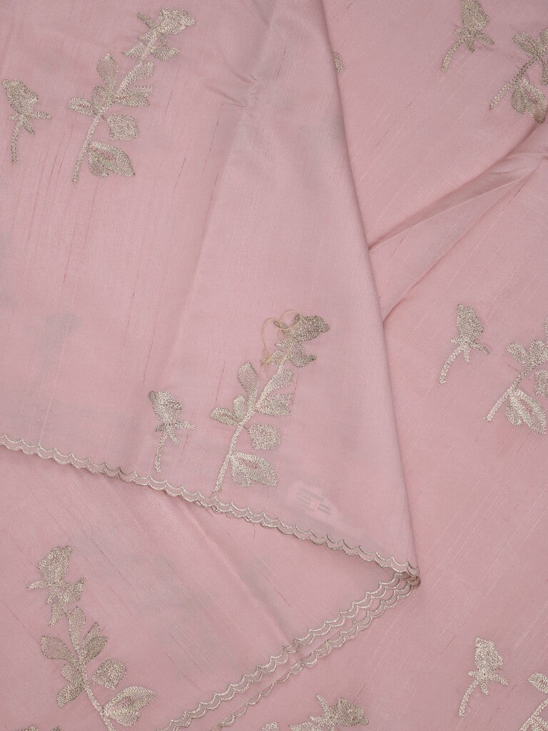 Tussar fancy saree baby pink color allover weaves with cutwork border and running pallu & plain blouse