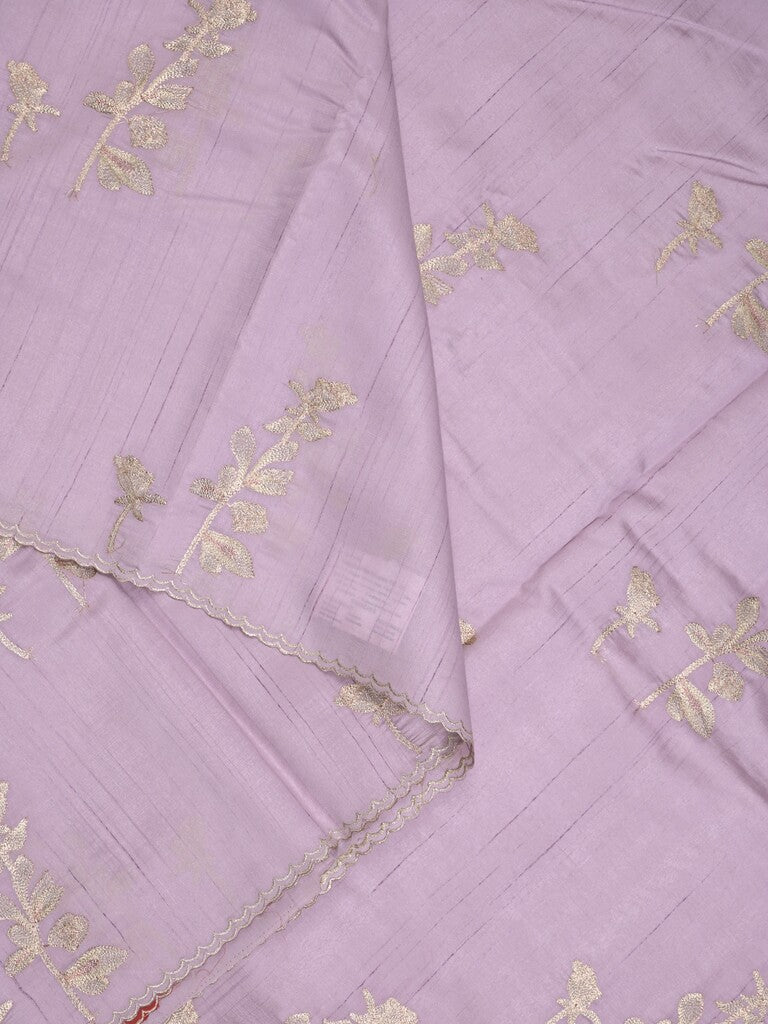 Tussar fancy saree light lavender color allover weaves with cutwork border and running pallu & plain blouse