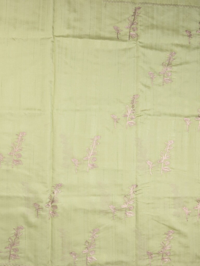 Tussar fancy saree light pista green color allover weaves with cutwork border and running pallu & plain blouse