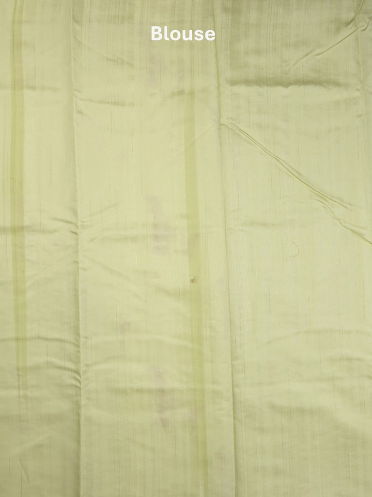 Tussar fancy saree light pista green color allover weaves with cutwork border and running pallu & plain blouse