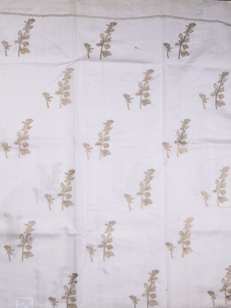 Tussar fancy saree white color allover weaves with cutwork border and running pallu & plain blouse