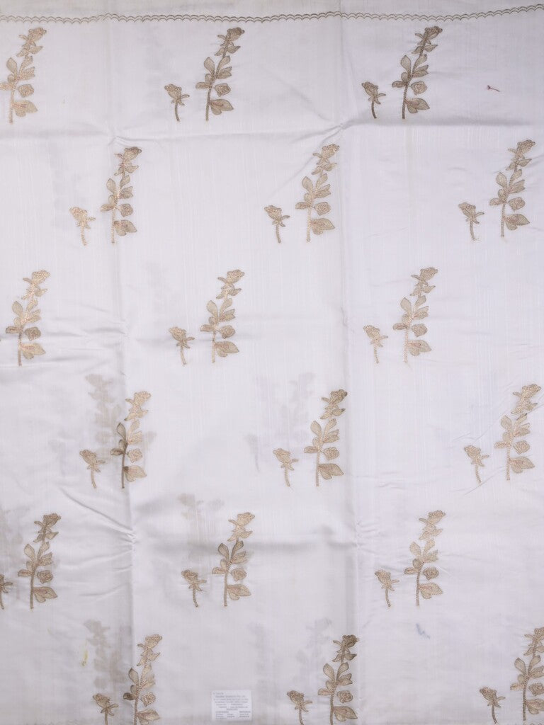 Tussar fancy saree white color allover weaves with cutwork border and running pallu & plain blouse