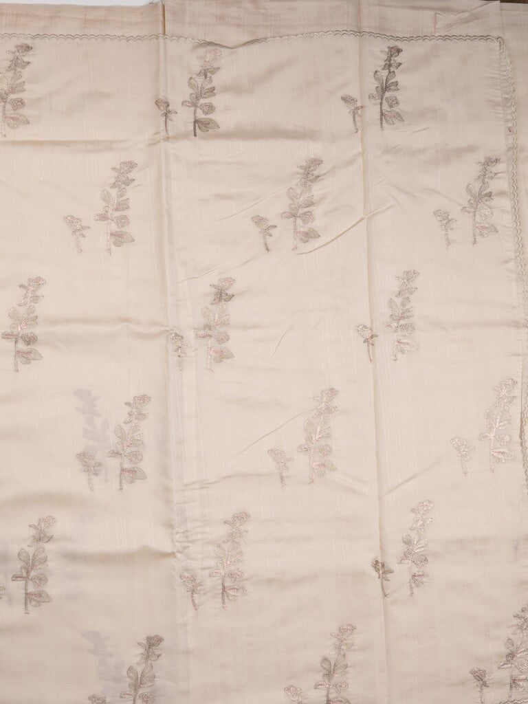 Tussar fancy saree light cream color allover weaves with cutwork border and running pallu & plain blouse