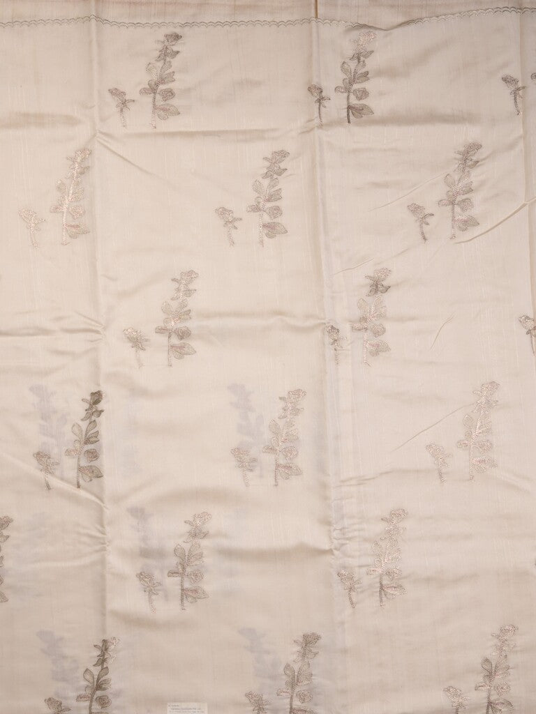 Tussar fancy saree light cream color allover weaves with cutwork border and running pallu & plain blouse