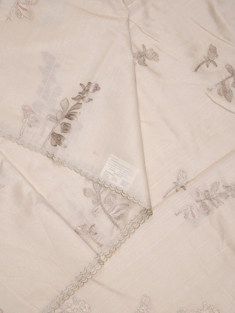 Tussar fancy saree light cream color allover weaves with cutwork border and running pallu & plain blouse