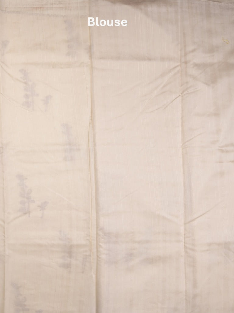 Tussar fancy saree light cream color allover weaves with cutwork border and running pallu & plain blouse