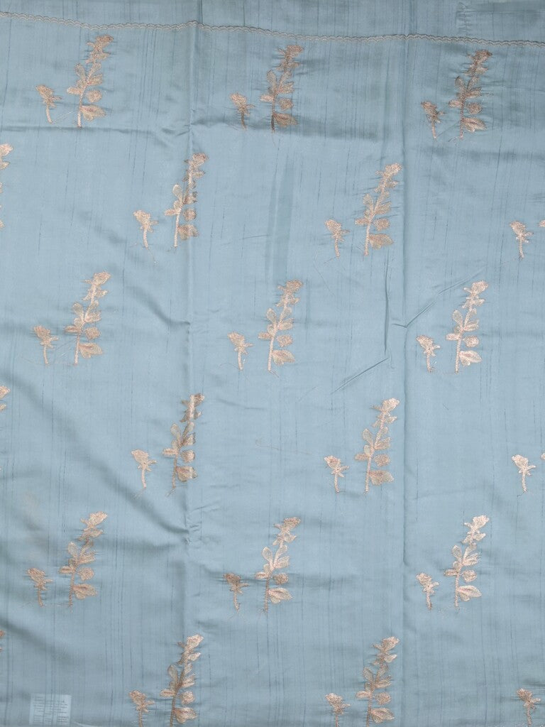 Tussar fancy saree sky blue color allover weaves with cutwork border and running pallu & plain blouse