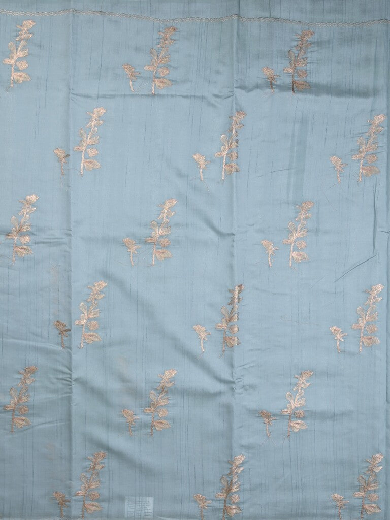 Tussar fancy saree sky blue color allover weaves with cutwork border and running pallu & plain blouse