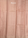 Raw mango fancy saree baby pink color allover zari weaves & zari border with brocade pallu and brocade blouse