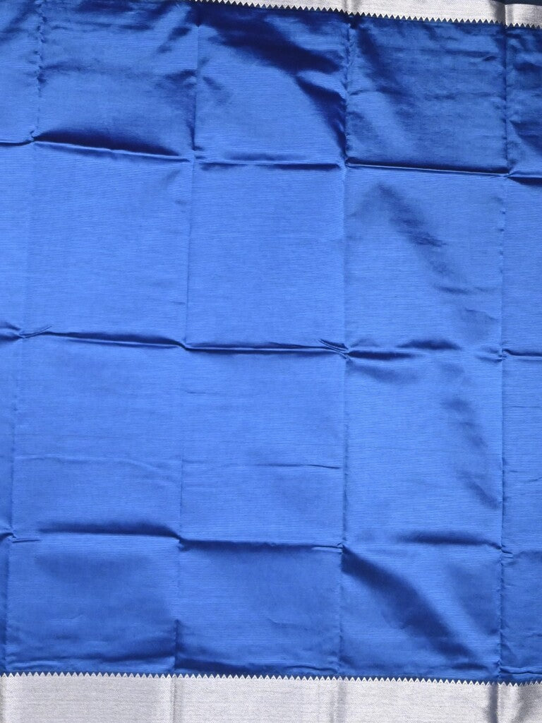 Mangalagiri fancy saree royal blue color allover plain & small kaddi border with zari pallu and running blouse