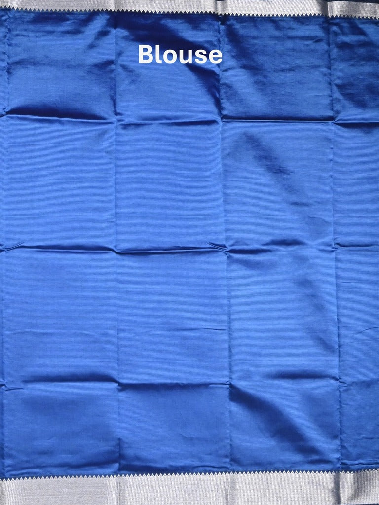 Mangalagiri fancy saree royal blue color allover plain & small kaddi border with zari pallu and running blouse