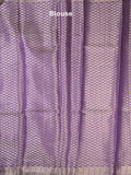 Raw mango fancy saree violet color allover zari weaves & zari border with brocade pallu and brocade blouse