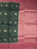 Tabby silk fancy saree allover zari motifs and zzari border with brocade pallu and contrast blouse