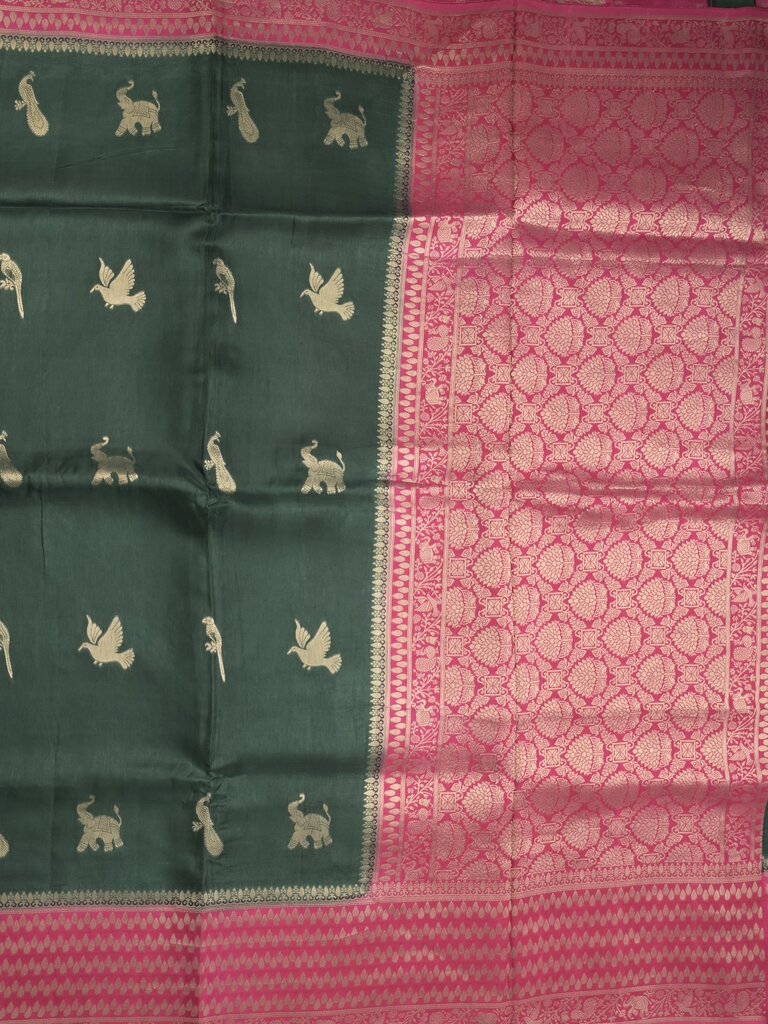 Tabby silk fancy saree allover zari motifs and zzari border with brocade pallu and contrast blouse