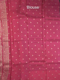 Tabby silk fancy saree allover zari motifs and zzari border with brocade pallu and contrast blouse