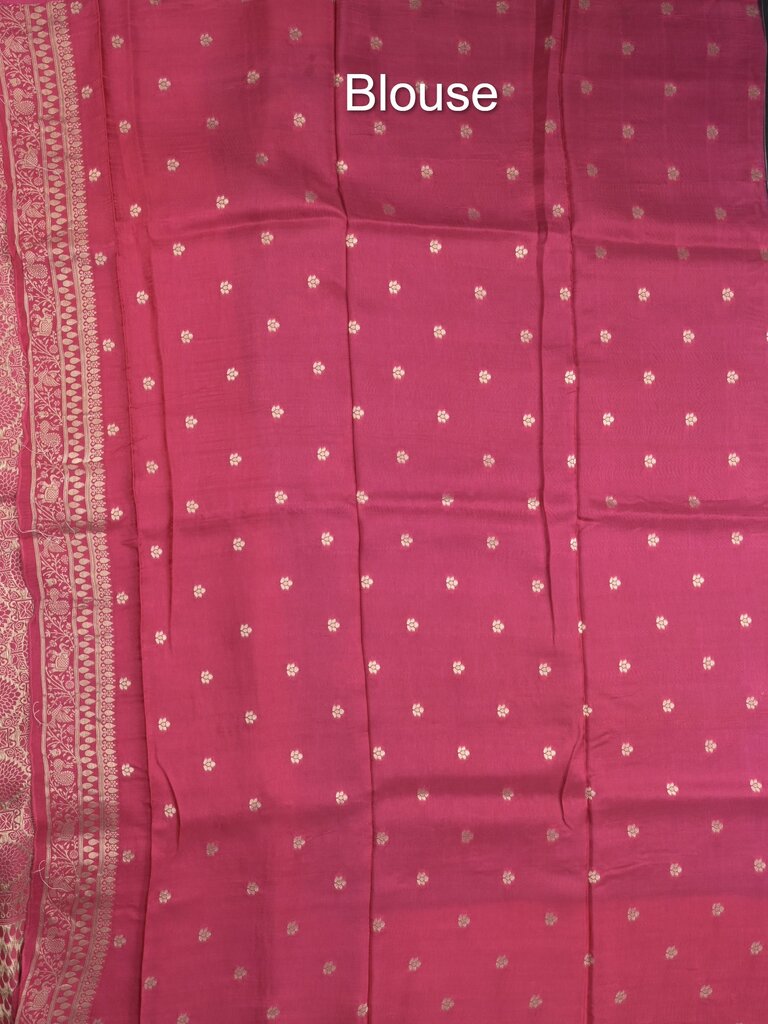 Tabby silk fancy saree allover zari motifs and zzari border with brocade pallu and contrast blouse