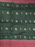 Tabby silk fancy saree allover zari motifs and zzari border with brocade pallu and contrast blouse