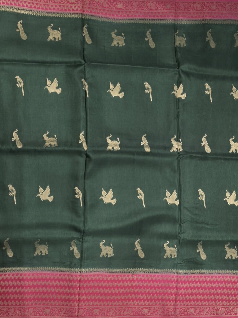 Tabby silk fancy saree allover zari motifs and zzari border with brocade pallu and contrast blouse