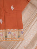 Raw mango fancy saree orange color allover zari weaves & zari border with brocade pallu and brocade blouse