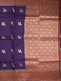 Tabby silk fancy saree allover zari motifs and zzari border with brocade pallu and contrast blouse