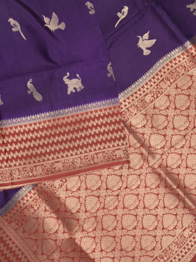 Tabby silk fancy saree allover zari motifs and zzari border with brocade pallu and contrast blouse