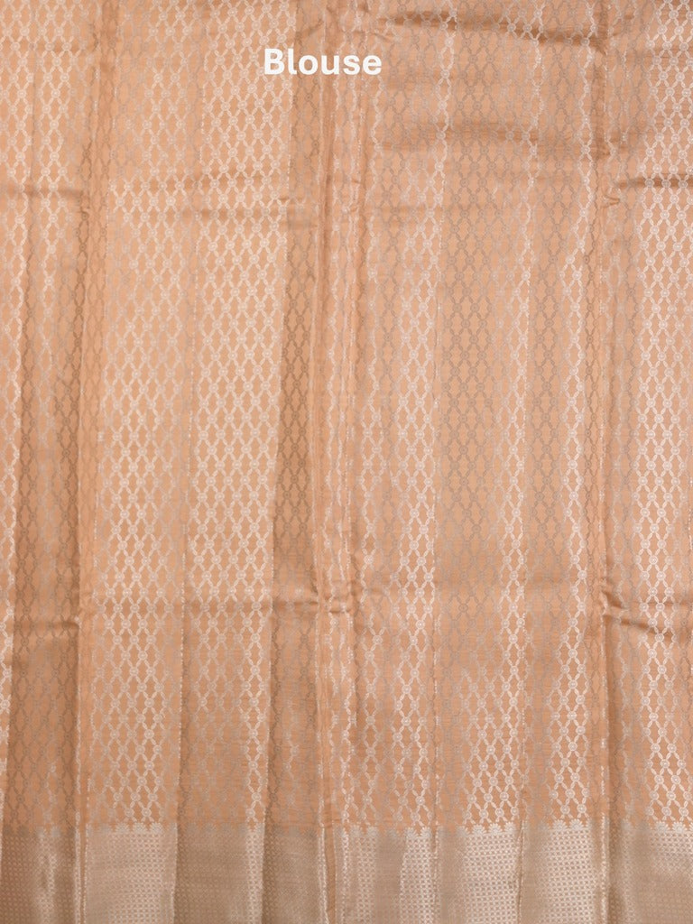 Raw mango fancy saree orange color allover zari weaves & zari border with brocade pallu and brocade blouse