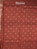 Tabby silk fancy saree allover zari motifs and zzari border with brocade pallu and contrast blouse