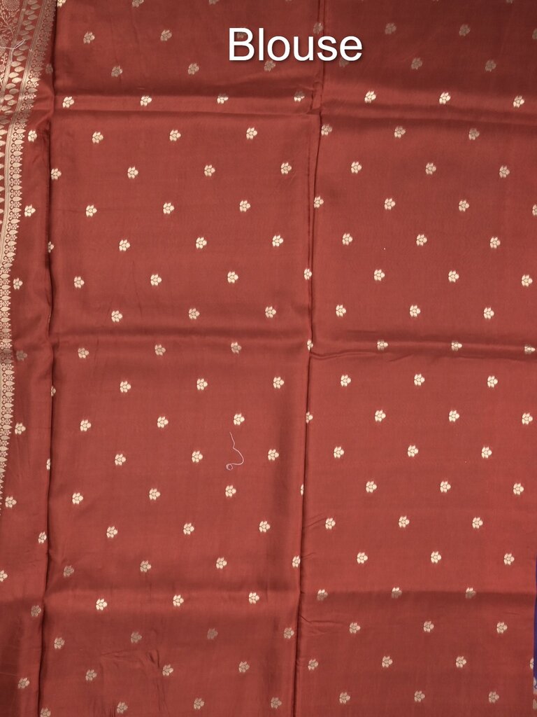 Tabby silk fancy saree allover zari motifs and zzari border with brocade pallu and contrast blouse
