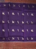 Tabby silk fancy saree allover zari motifs and zzari border with brocade pallu and contrast blouse