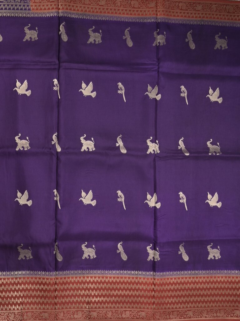 Tabby silk fancy saree allover zari motifs and zzari border with brocade pallu and contrast blouse