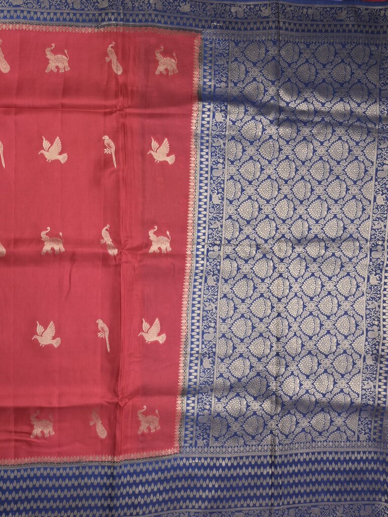 Tabby silk fancy saree allover zari motifs and zzari border with brocade pallu and contrast blouse