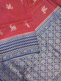 Tabby silk fancy saree allover zari motifs and zzari border with brocade pallu and contrast blouse