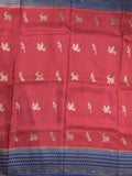 Tabby silk fancy saree allover zari motifs and zzari border with brocade pallu and contrast blouse