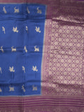 Tabby silk fancy saree allover zari motifs and zzari border with brocade pallu and contrast blouse