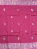 Raw mango fancy saree dark pink color allover zari weaves & zari border with brocade pallu and brocade blouse