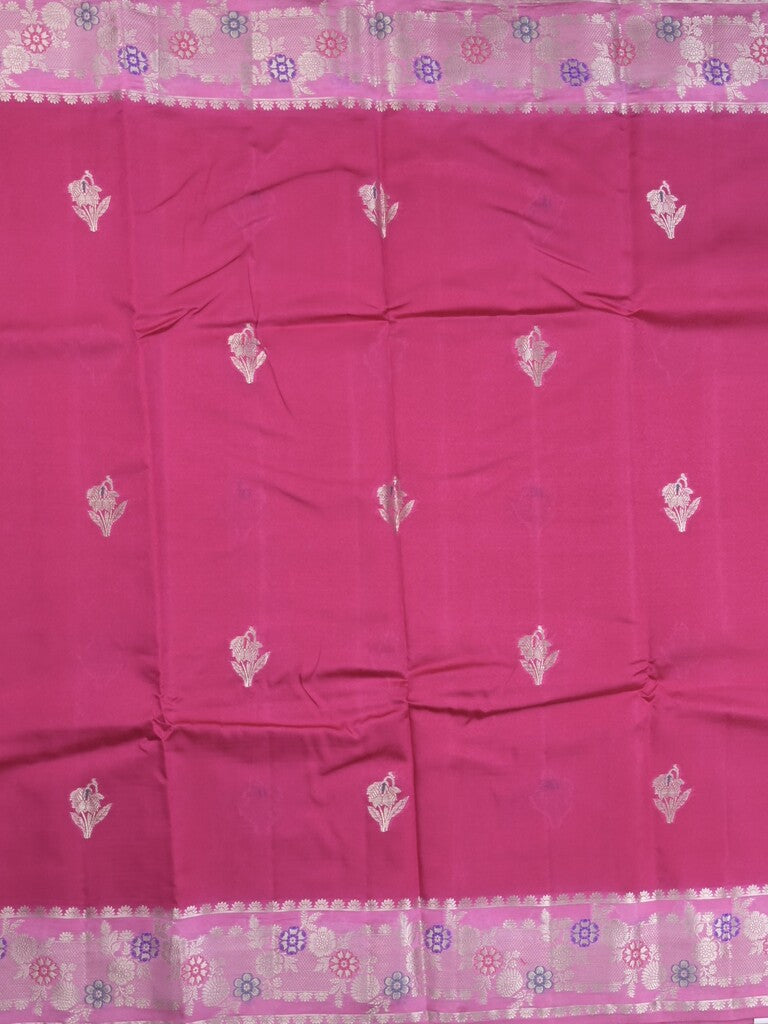 Raw mango fancy saree dark pink color allover zari weaves & zari border with brocade pallu and brocade blouse