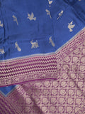 Tabby silk fancy saree allover zari motifs and zzari border with brocade pallu and contrast blouse