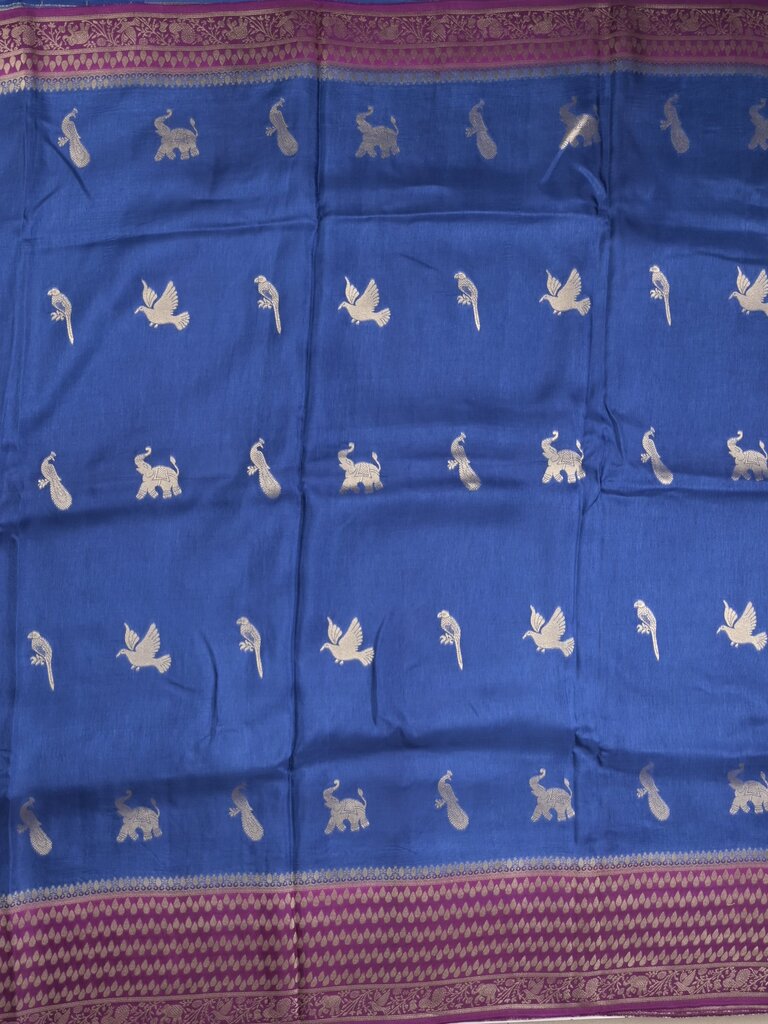 Tabby silk fancy saree allover zari motifs and zzari border with brocade pallu and contrast blouse