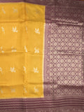 Tabby silk fancy saree allover zari motifs and zzari border with brocade pallu and contrast blouse