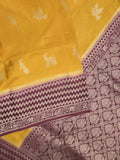 Tabby silk fancy saree allover zari motifs and zzari border with brocade pallu and contrast blouse