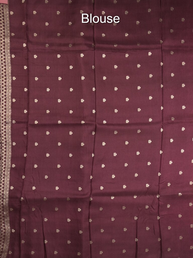 Tabby silk fancy saree allover zari motifs and zzari border with brocade pallu and contrast blouse
