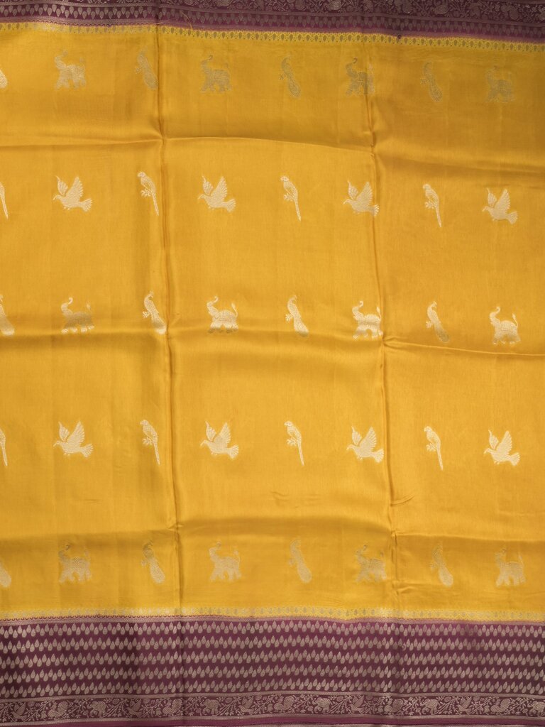 Tabby silk fancy saree allover zari motifs and zzari border with brocade pallu and contrast blouse