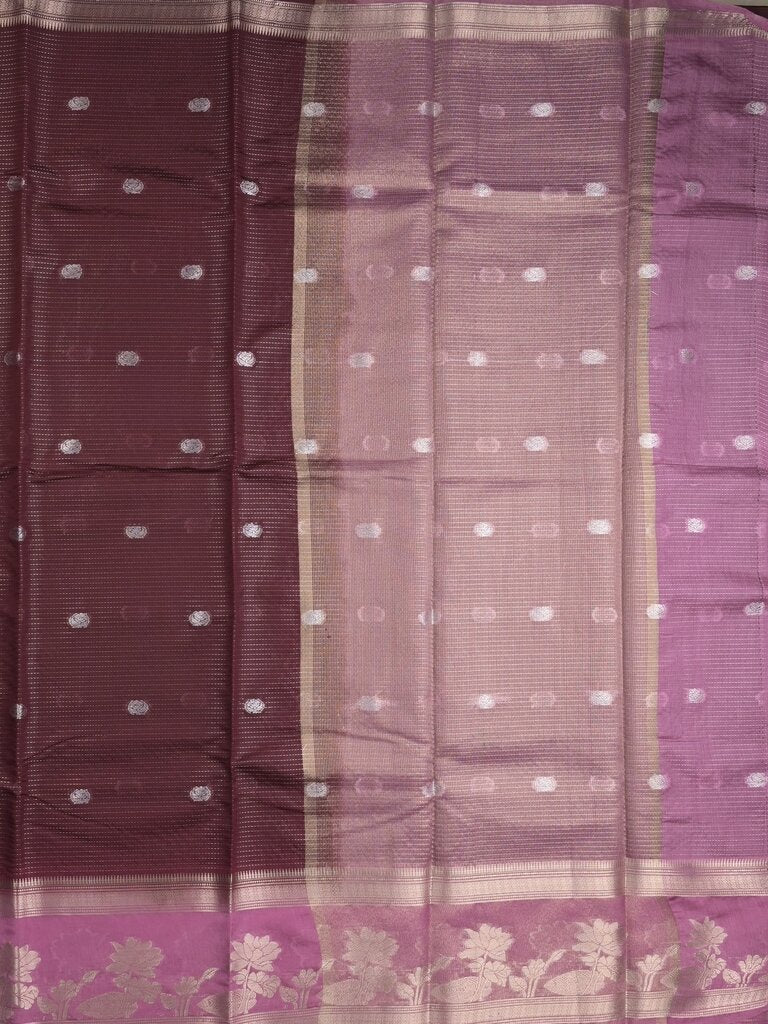 Dupion fancy saree allover zari motifs and zari border with contrast blouse