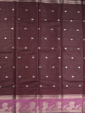 Dupion fancy saree allover zari motifs and zari border with contrast blouse