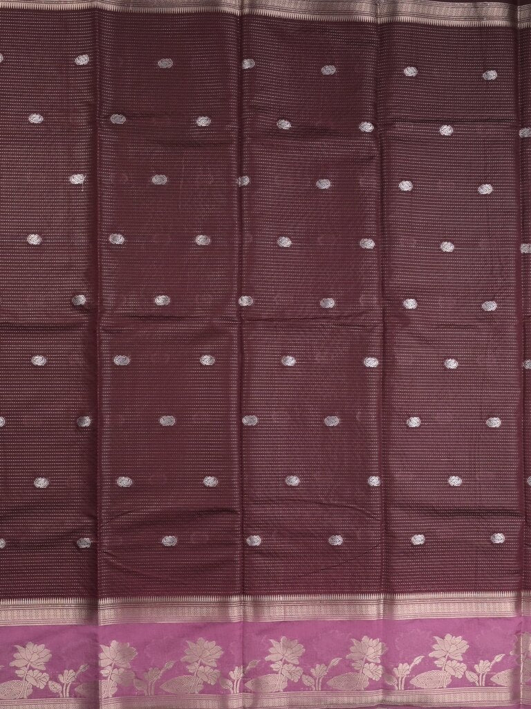 Dupion fancy saree allover zari motifs and zari border with contrast blouse