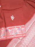 Raw mango fancy saree red color allover zari weaves & zari border with brocade pallu and brocade blouse