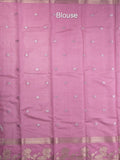 Dupion fancy saree allover zari motifs and zari border with contrast blouse