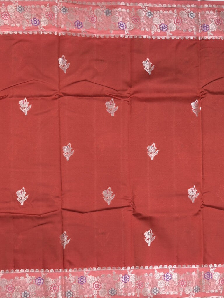 Raw mango fancy saree red color allover zari weaves & zari border with brocade pallu and brocade blouse